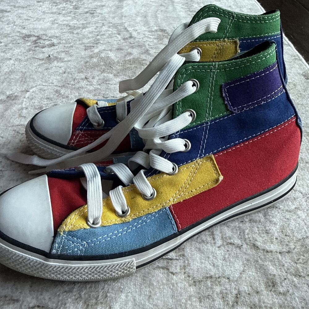 Converse All Star Patchwork Youth High Top Multicolor sneakers Shoes size 3 - Picture 4 of 8